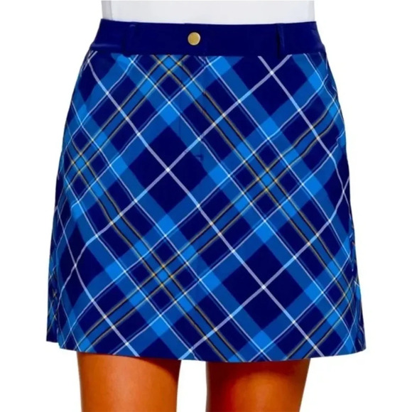 Lady Hagen Toile Blue Plaid Golf Skort - Size 10 - Picture 1 of 8